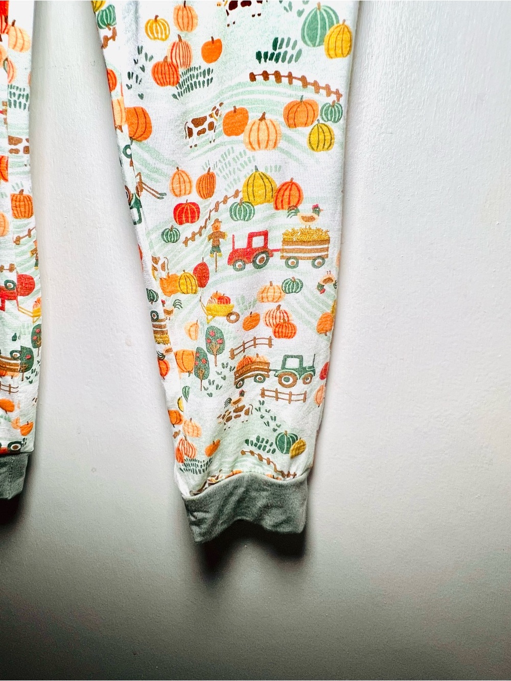Kids 4T Pumpkin Harvest Pajama Set & Socks Green & Orange Rayon from Bamboo - Picture 12 of 13